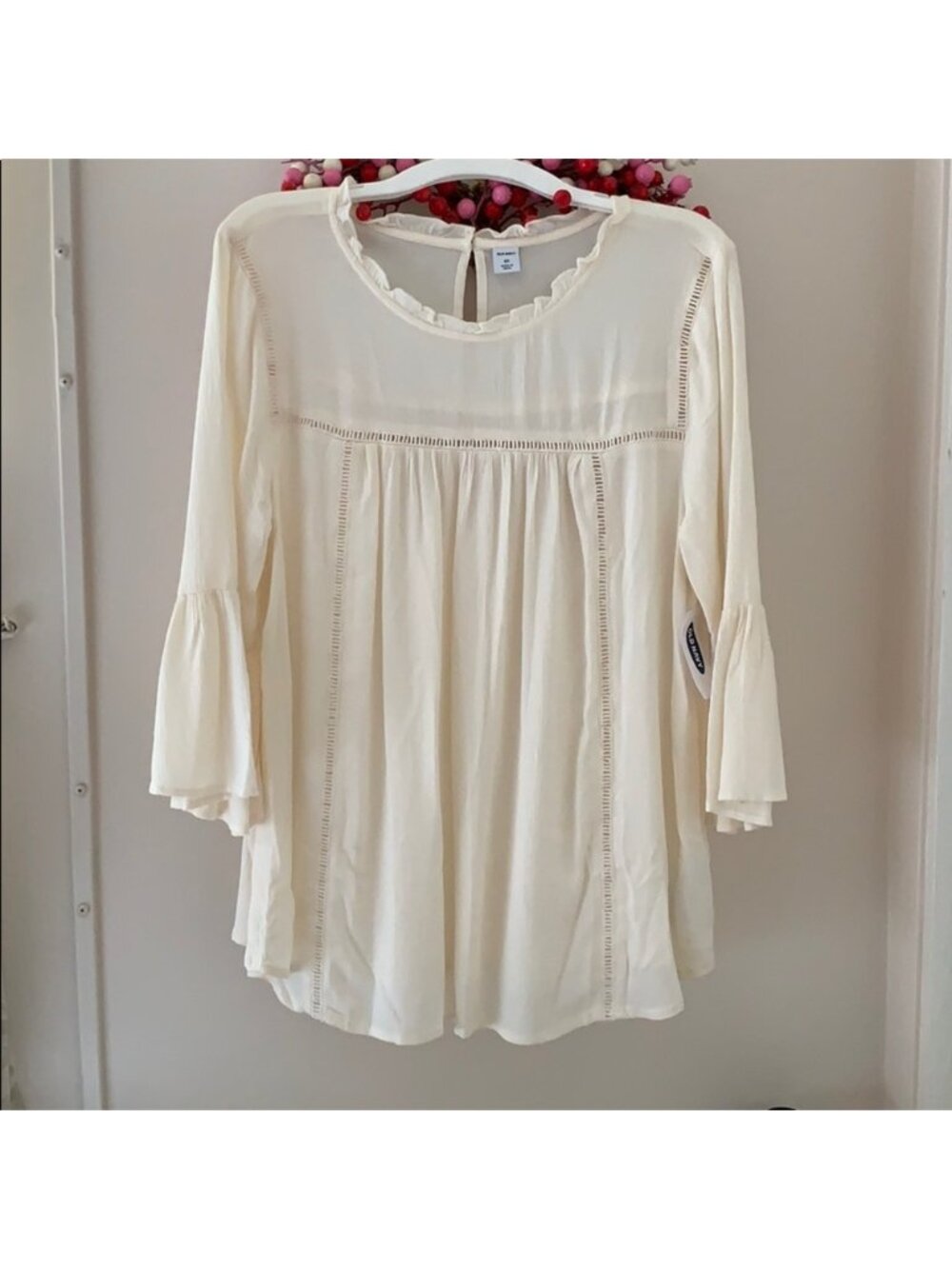NWT OLD NAVY cream boho peasant blouse